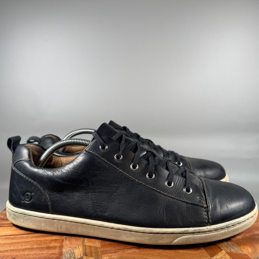 Born Harrison Black Leather Lace Up Low Top Sneakers Mens 10.5 H58803